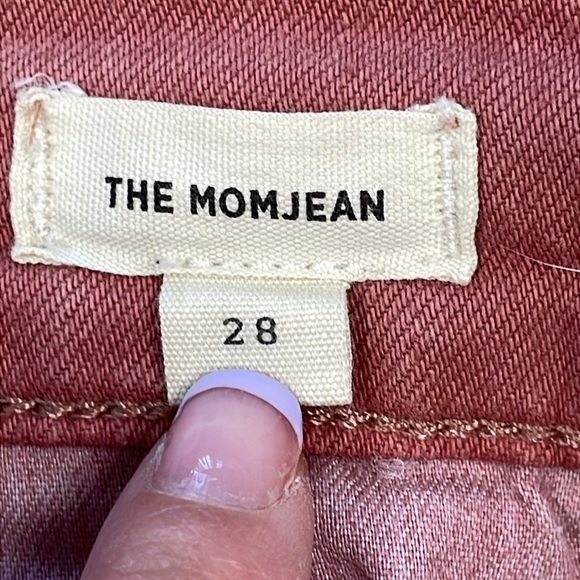 Madewell The Momjean Garment Dye Edition Coral Salmon Knee Rip Sz 28 - Picture 10 of 15